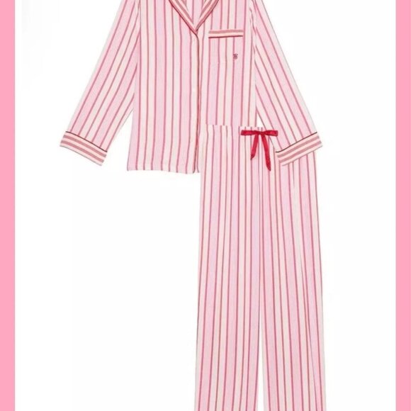 NWOT VICTORIA'S SECRET Flannel Pajama Cozy PJ Set Red Candy Cane Stripe M - Picture 4 of 15